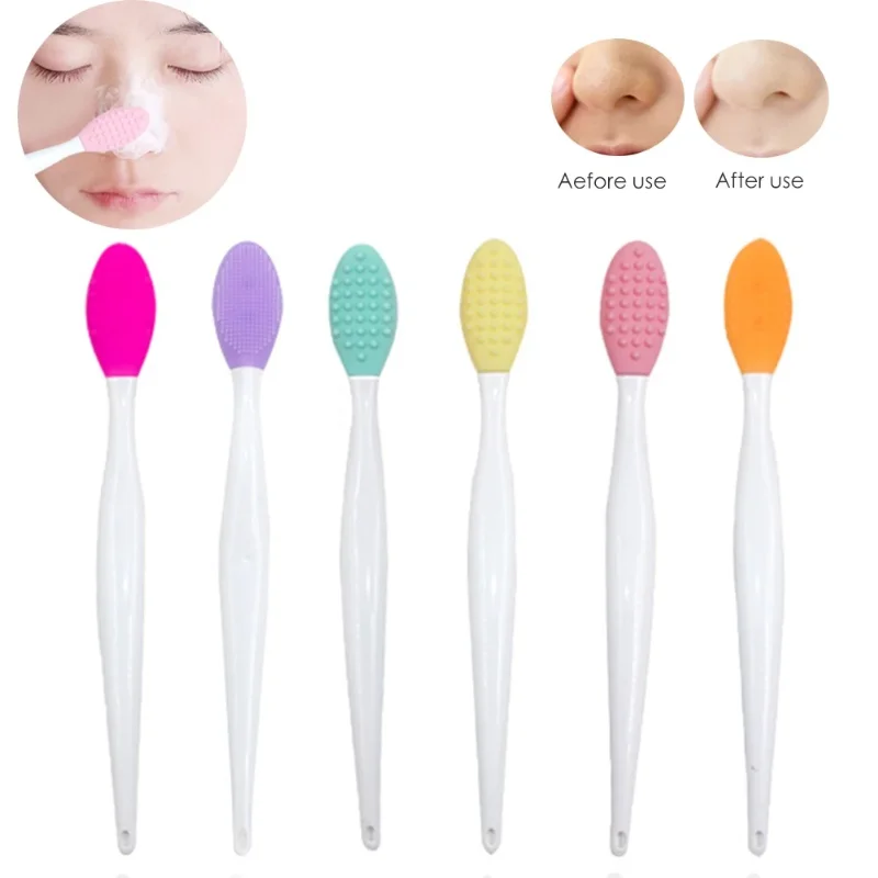 

Sdatter Skin Care Lip Exfoliating Facial Cleansing Face Scrub Nose Clean Brush Blackhead Remove Silicone Double-Sided Skin Care