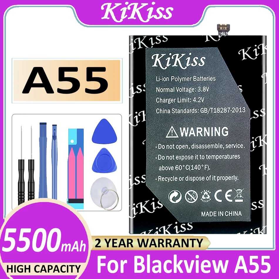 

KiKiss A50 (LI436382JLY) A55 (Li446586JLY) 5100mAh - 5500mAh Battery for Blackview A50 A55 High Capacity Batterij + Track NO