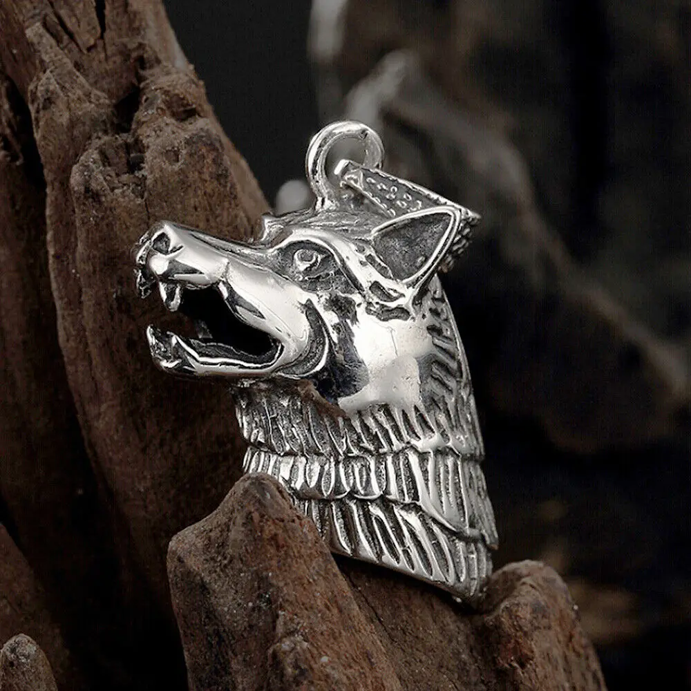 

925 Sterling Silver Men's Wolf Wolfdog Pendant A2057