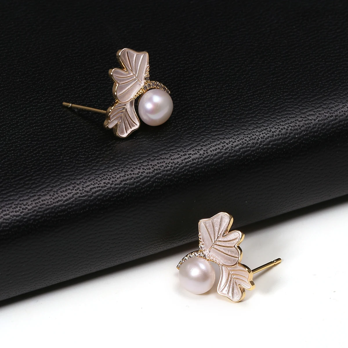 

Natural Freshwater Pearl Earrings Ginkgo Leaf for Jewelry Making DIY Women Jewelry Party Banquet Gift