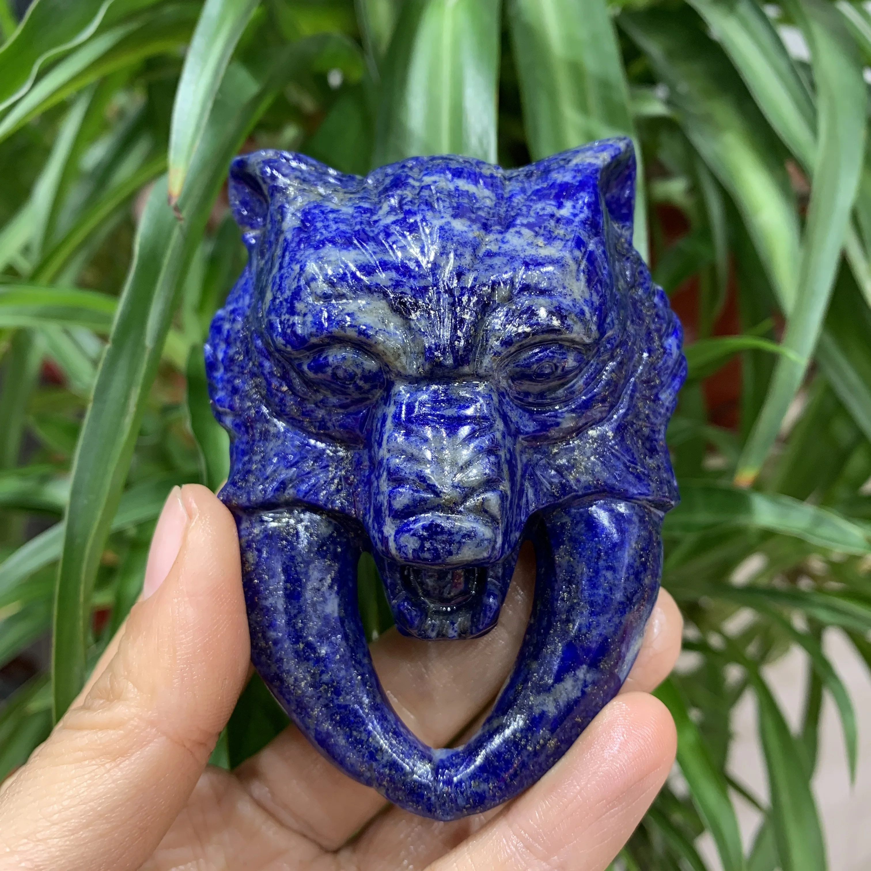 

Статуэтка из натурального лазурита ручной работы, статуэтка в виде головы волка