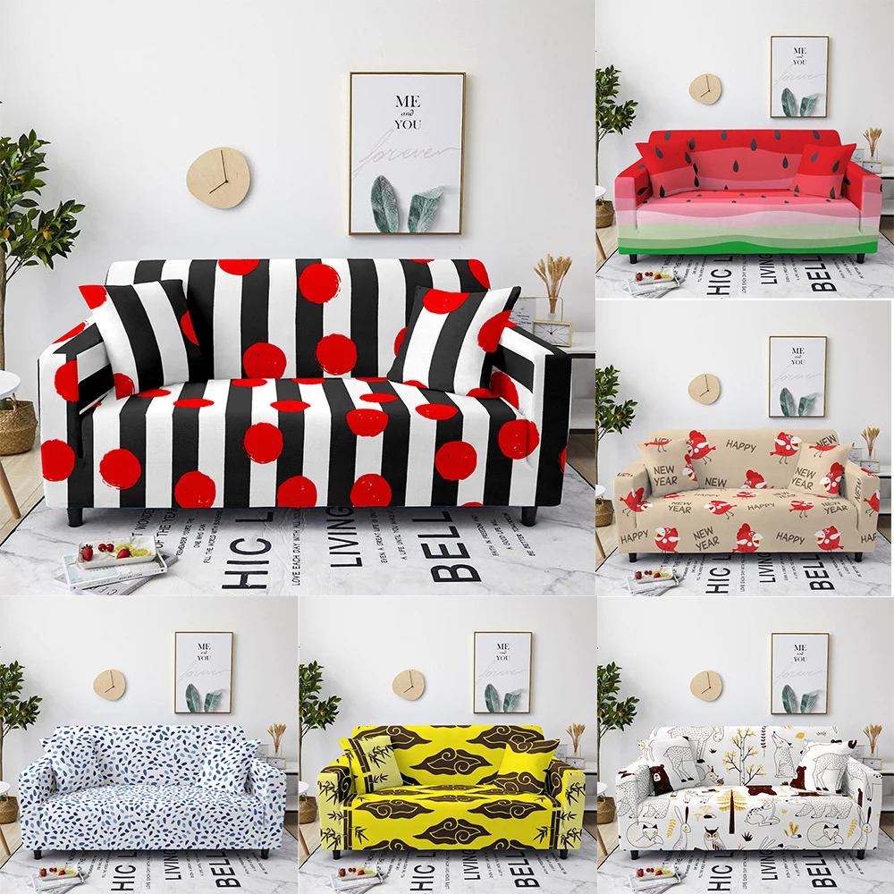 

Watermelon Cute Pattern Stretch Sofa Cover Nonslip Slipcovers Suitable For Living Room Couch Protective Case Furniture Set New
