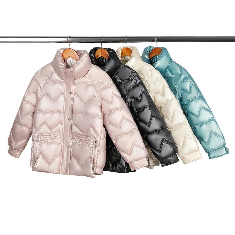 Bright face wash free cotton jacket for women in winter New Korean down cotton jacket Thickened stand collar casual short cotton