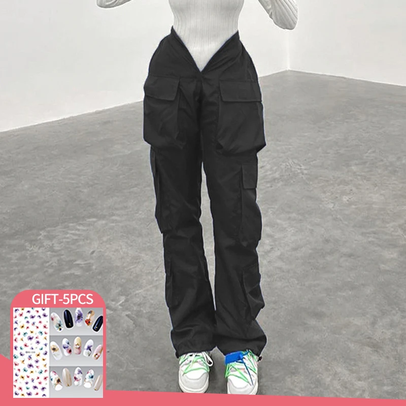 

2022 Casual Cargo Pants Low Waist Vintage Loose Streetwear Baggy Jeans Women Oversized High Street Sexy Y2K Straight Trousers