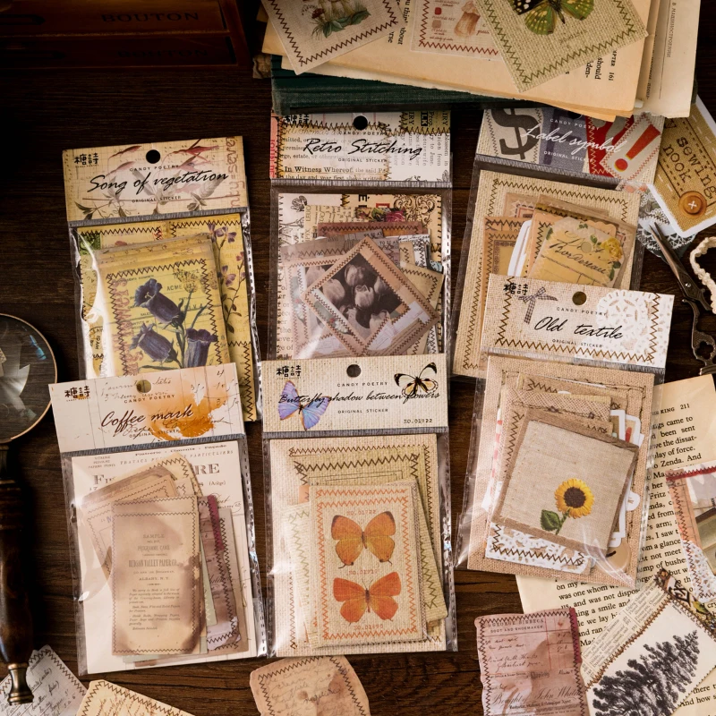 

30Pcs Retro Butterfly Flower Stamp Decorative Stationery Stickers Scrapbooking diy Label Diary Album Journal Washi Hand Account