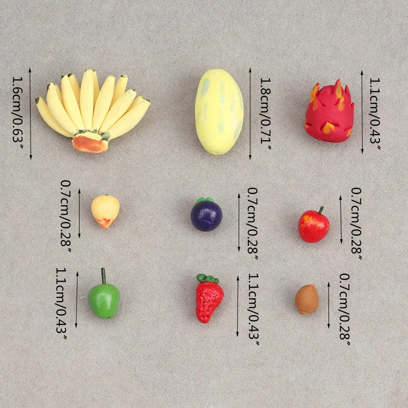 

Q6PD 1:12 Miniature Fruit Set 10pcs Girl Bjds Dolls Accs Adults Dollhouse Kitchen Model Fruits Pretend Play House Landscape