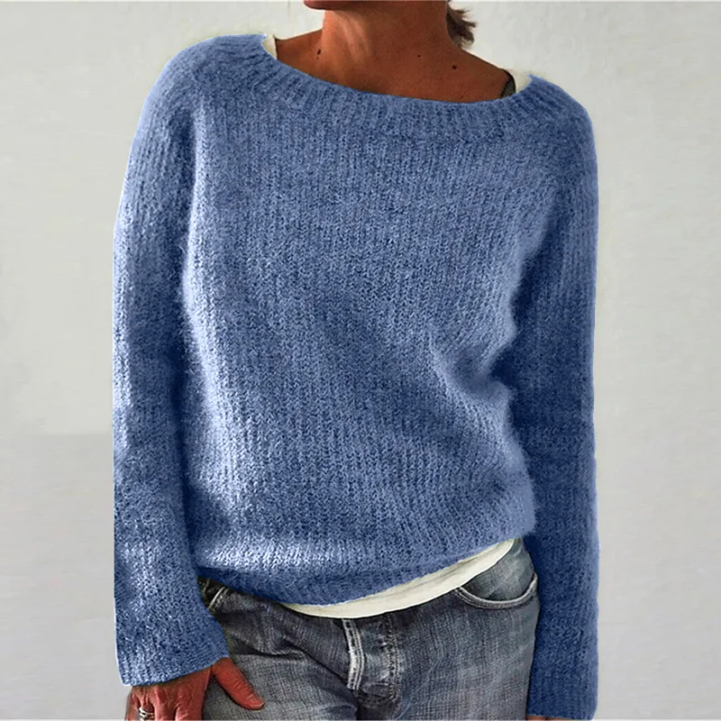 Knit Sweat Commuting Office Simple Women O-Neck Solid Color Casual Keep Warm Long Sleeve Pullover Top 2023 Spring Autumn Fashion