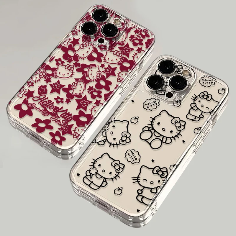 Оригинальный милый прозрачный чехол Hello Kitty для Samsung A73 A72 A71 A55 A52 A51 A50 A34 A35 A33 A32 A31 A30