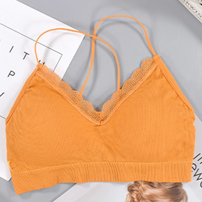 

Женский бюстгальтер без стального кольца с привлекательными кружевными краями, спортивный бюстгальтер для йоги, один размер