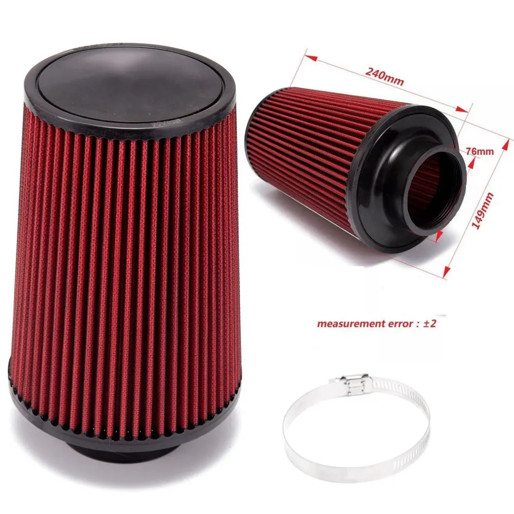 

Universal Car Air Filter 76MM 3 Inch Mushroom Head Cold Air Intake Pipe High Flow Air Filter Modified Airfilter