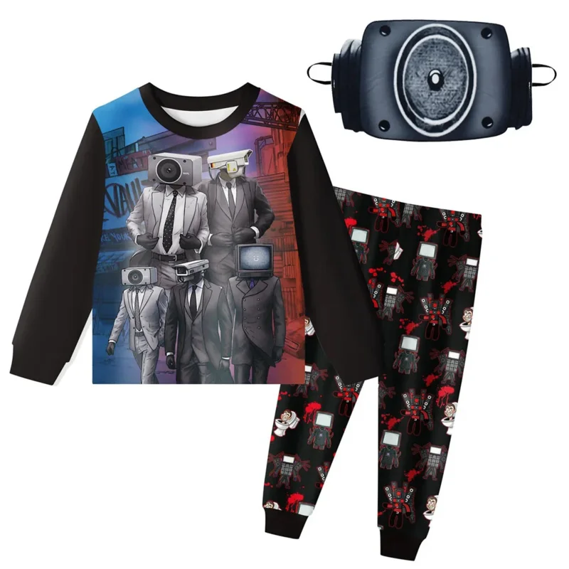 Skibidi аудио Человек косплей костюм дети тантай одежда 3 шт. мальчик девочка Туалет