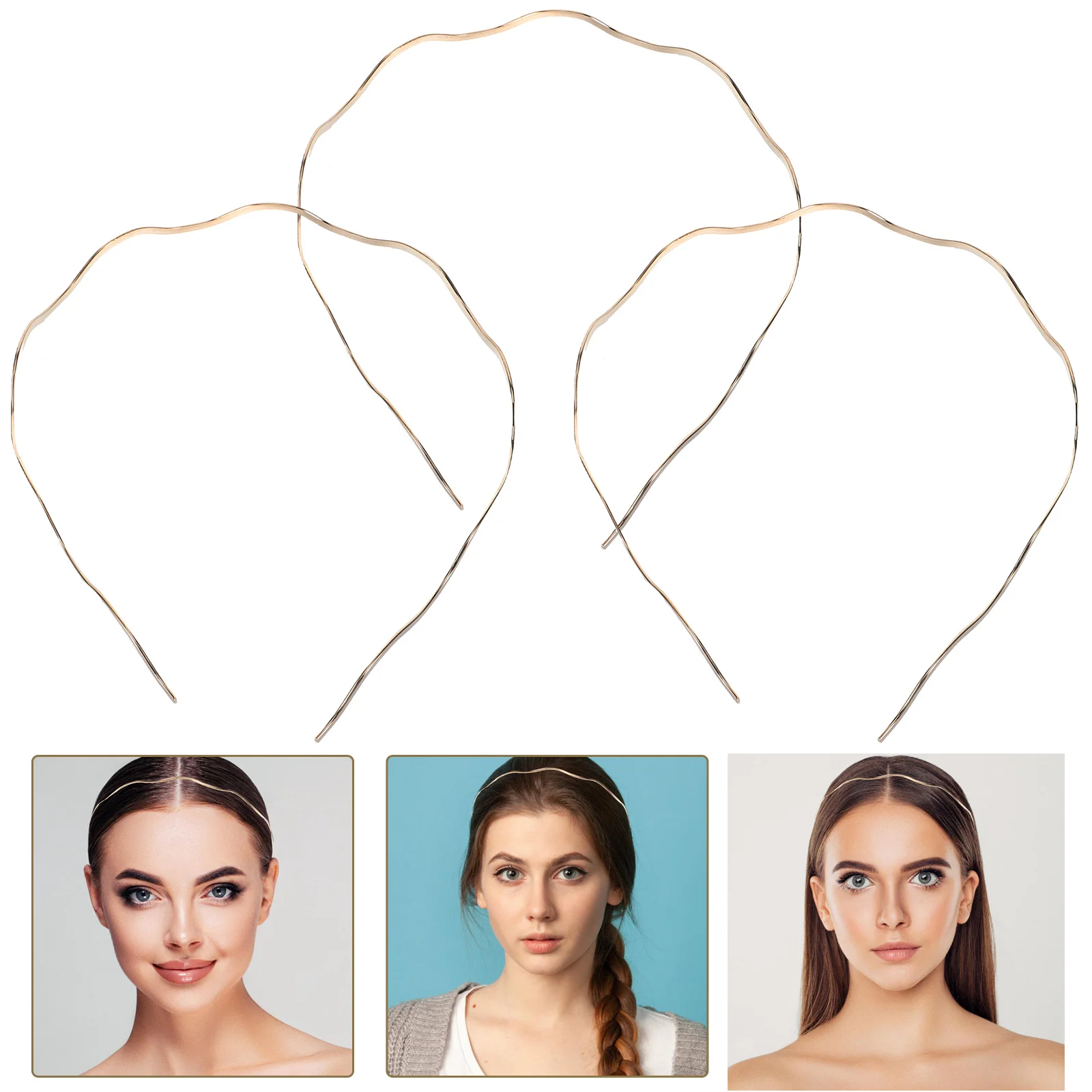 

3 Pcs Alloy Hair Hoop Stylish Headbands Women Elasticity Stretchy Spiral Accessory