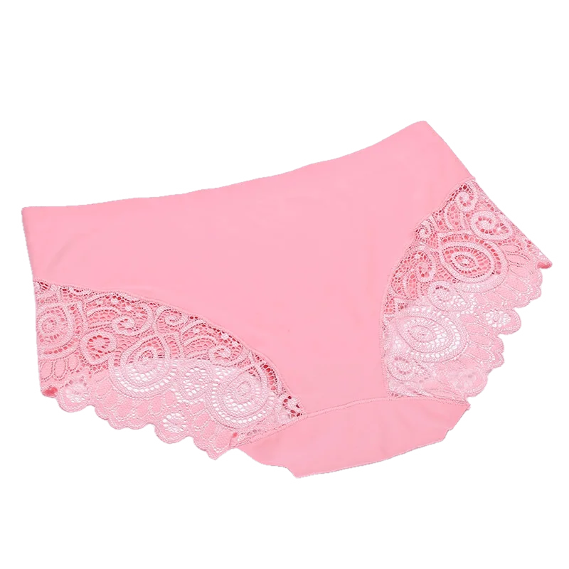 

Seamless lace cotton bottom crotch women's underwear mid-waist sexy hip-lifting ice silk briefs Women's Sexy Panties