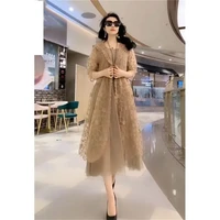 2022 high quality dresses summer suit womens temperament dress two piece size 5xl sun protection shawl cardigan and dress sets