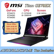 MSI Titan GE78HX Gaming Laptop 17 Inch QHD 2.5K 240Hz Screen Notebook i9-13980HX 64GB 2TB SSD RTX4090 Ultrabook Gaming Computer