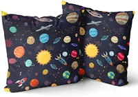 outer space pillow case set of 2 solar system universe planet pillow cover soft cotton pillowcases 18x18 inch cushion covers