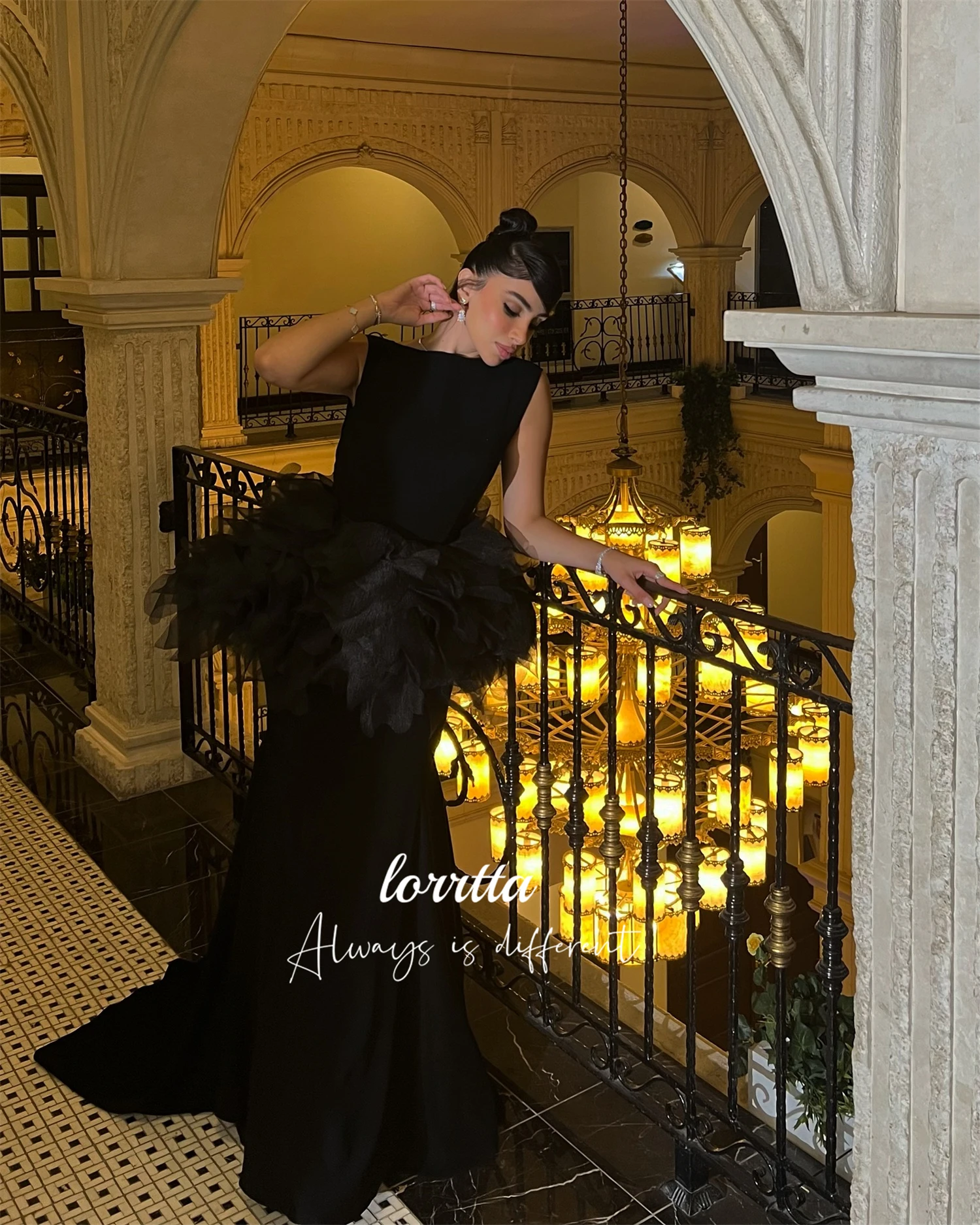 Фото Lorrtta Grace Fishtail Cut Backless Party Dress Черное вечернее вечернее платье Woman Robe Soiree De Luxe 2024 فساتين سهرة №4
