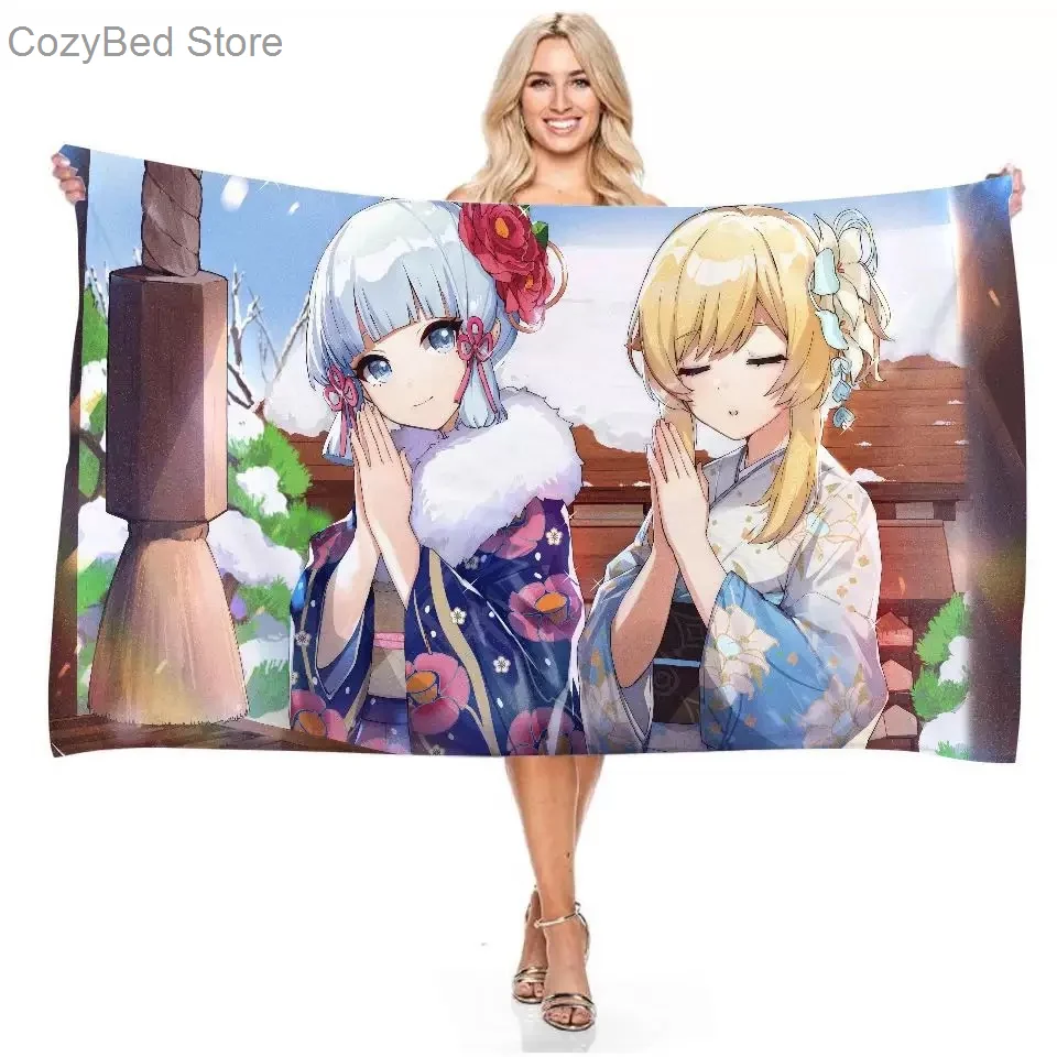 

Genshin Impact Figure Microfiber Bath Towel Kawaii Jean Klee Kaeya Towel Bathroom Beach Spa Bathrobes Anime Wash Clothing Dresse