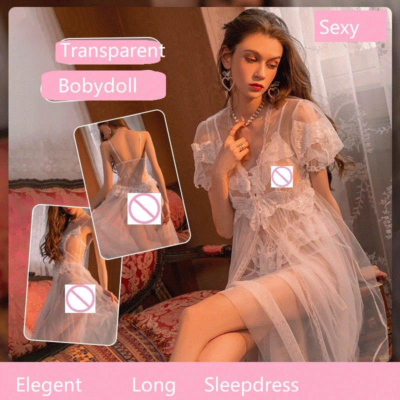 Новое поступление, женское пикантное прозрачное длинное нижнее белье, стильное Романтическое Платье-комбинация, Горячая ночная Пижама, полупрозрачный Халат
