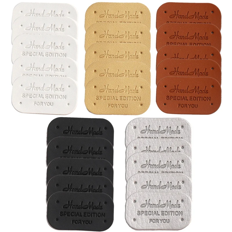 

100Pcs Faux Leather Tags for Clothes Handmade Gift Handcraft Faux Leather Labels DIY Sewing Tags Garment Accessories