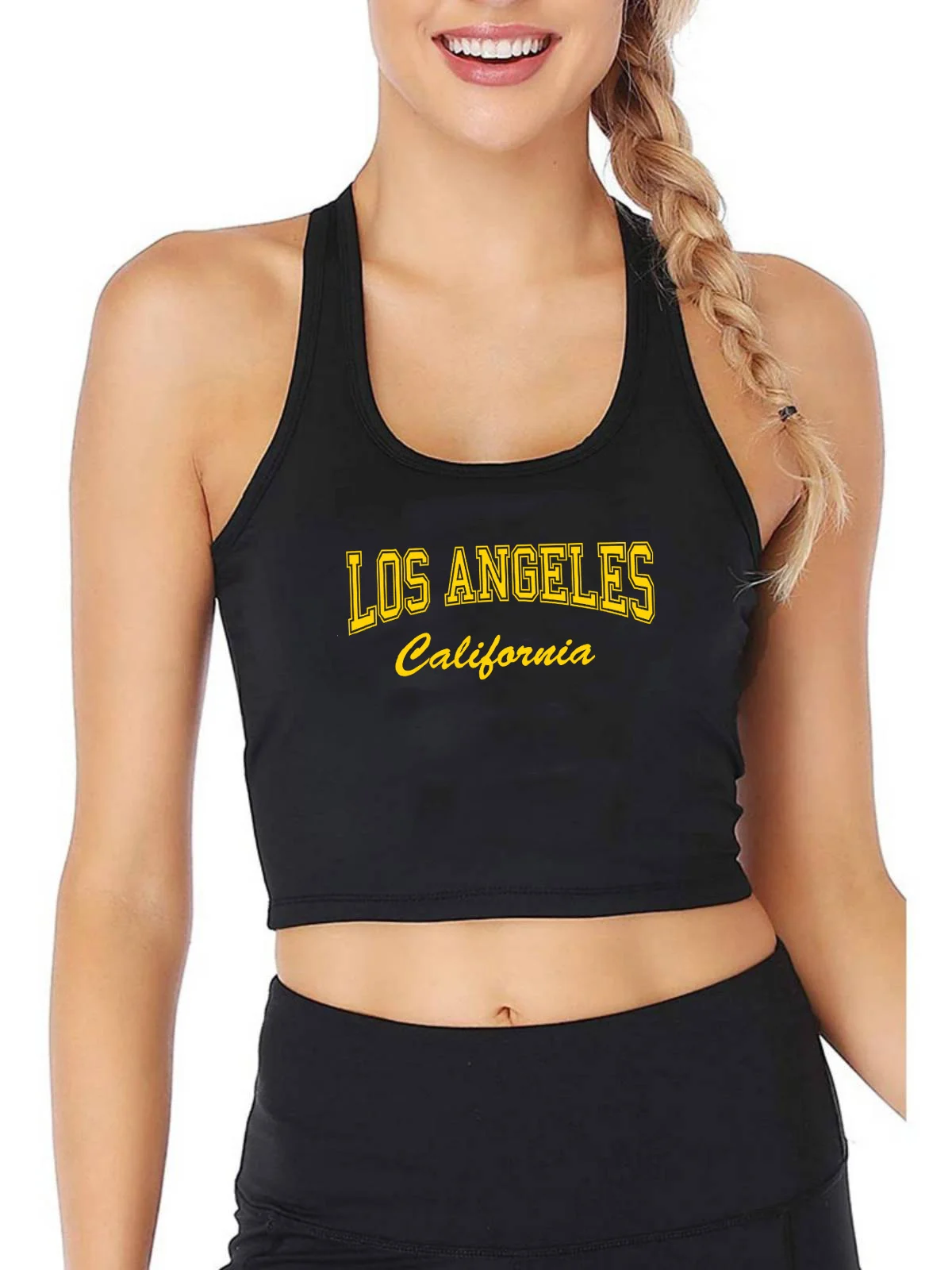 

Los Angeles Califarnia Design Breathable Slim Fit Tank Tops Women Sexy Trend Crop Top Summer Shirt Gym Vest