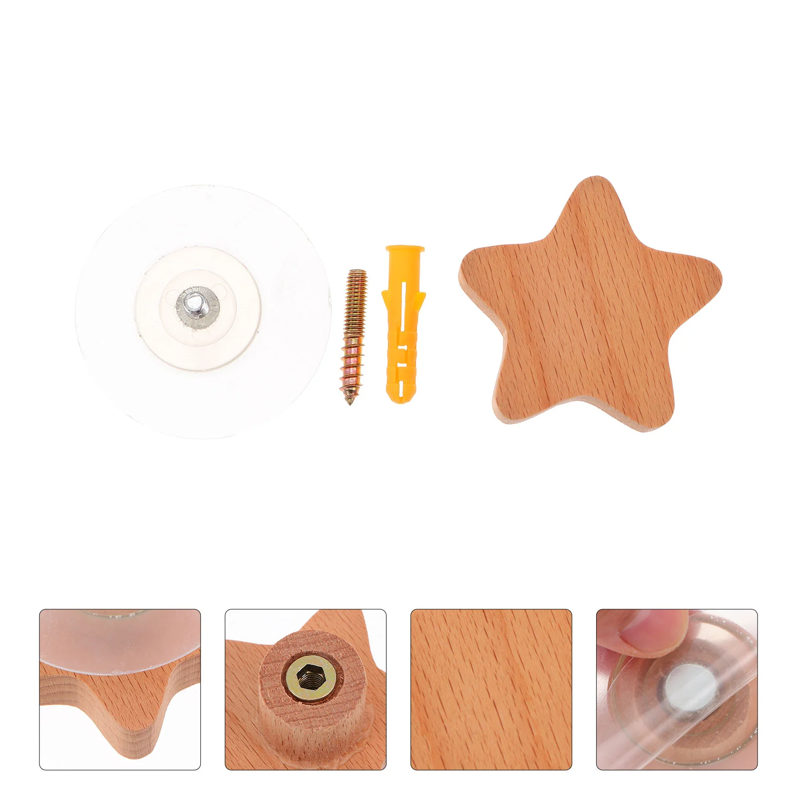 

3Pcs Punch Free Wall Hooks Self-Adhesive Wooden Hooks Home Storage Hooks