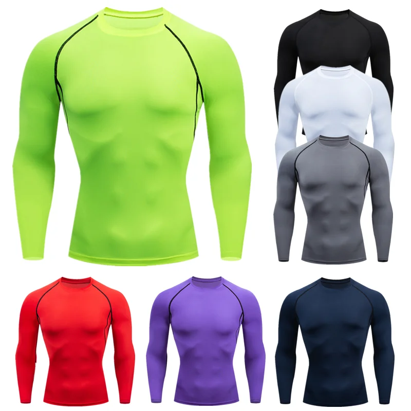 Men Compression Sports Long Sleeve Tights T Shirts Basketball Sportswear Fitness Boy Running Base Layer Training Top Quick Dry