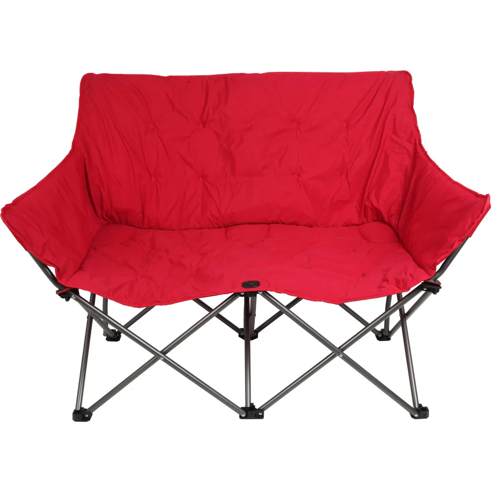 

Camping Love Seat Chair, Red Relax In Style with The Ozark Trail Padded Love Seat