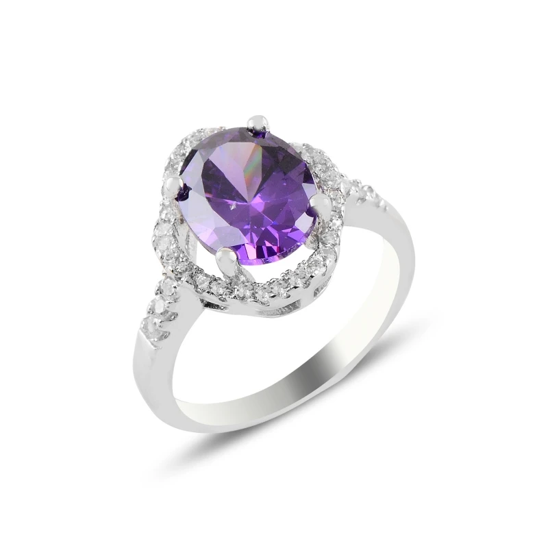 

Кольцо из серебра 925 пробы с камнем циркония и аметистом