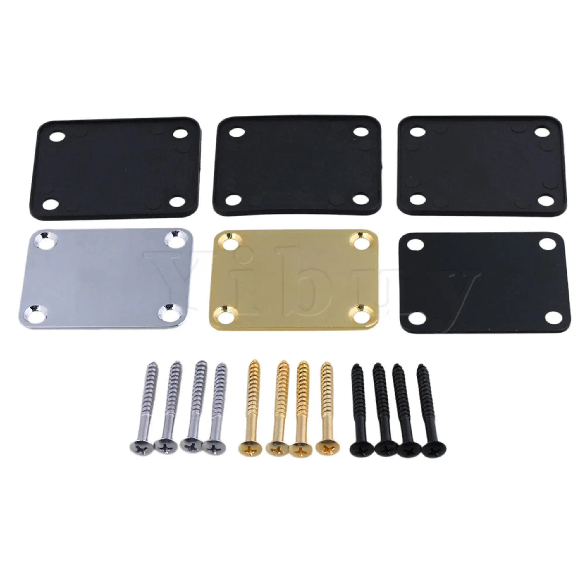 

Yibuy 3x Neck Plates and 12Pcs Screws Set for Electric Guitar DIY Repair Parts