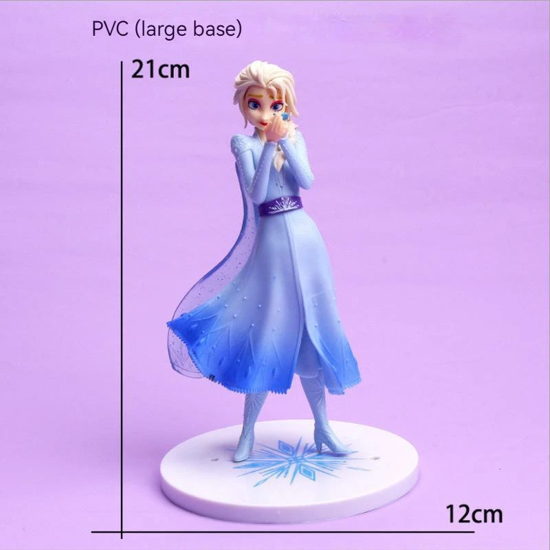 Disney New 21cm Elsa Princess Cake Decorative Ornaments Solid PVC Hand Held Lizard Big Base Elsa Princess Handmade Girl Gift