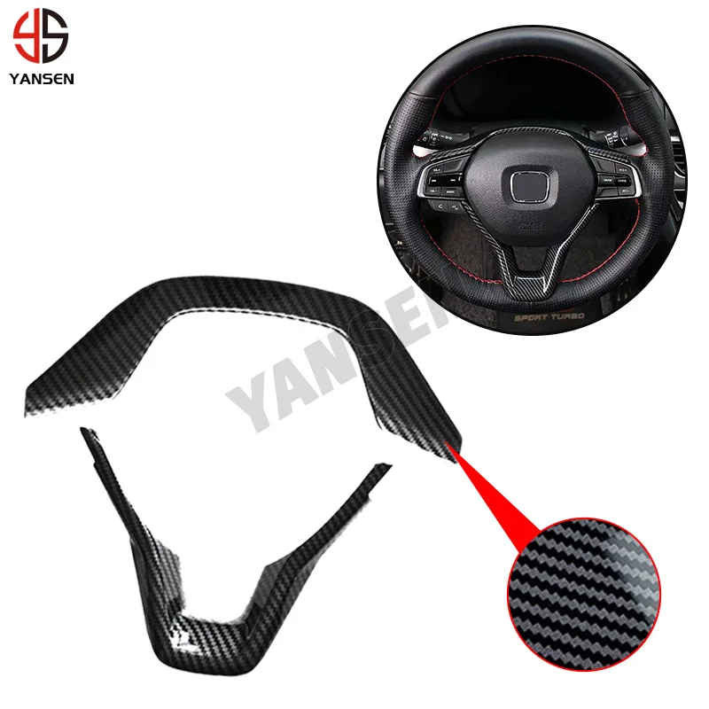 

For Honda Accord 10th Gen 2020 City ABS Carbon Fiber Car Steering Wheel Cover Trim Sticker Decoration Accessories