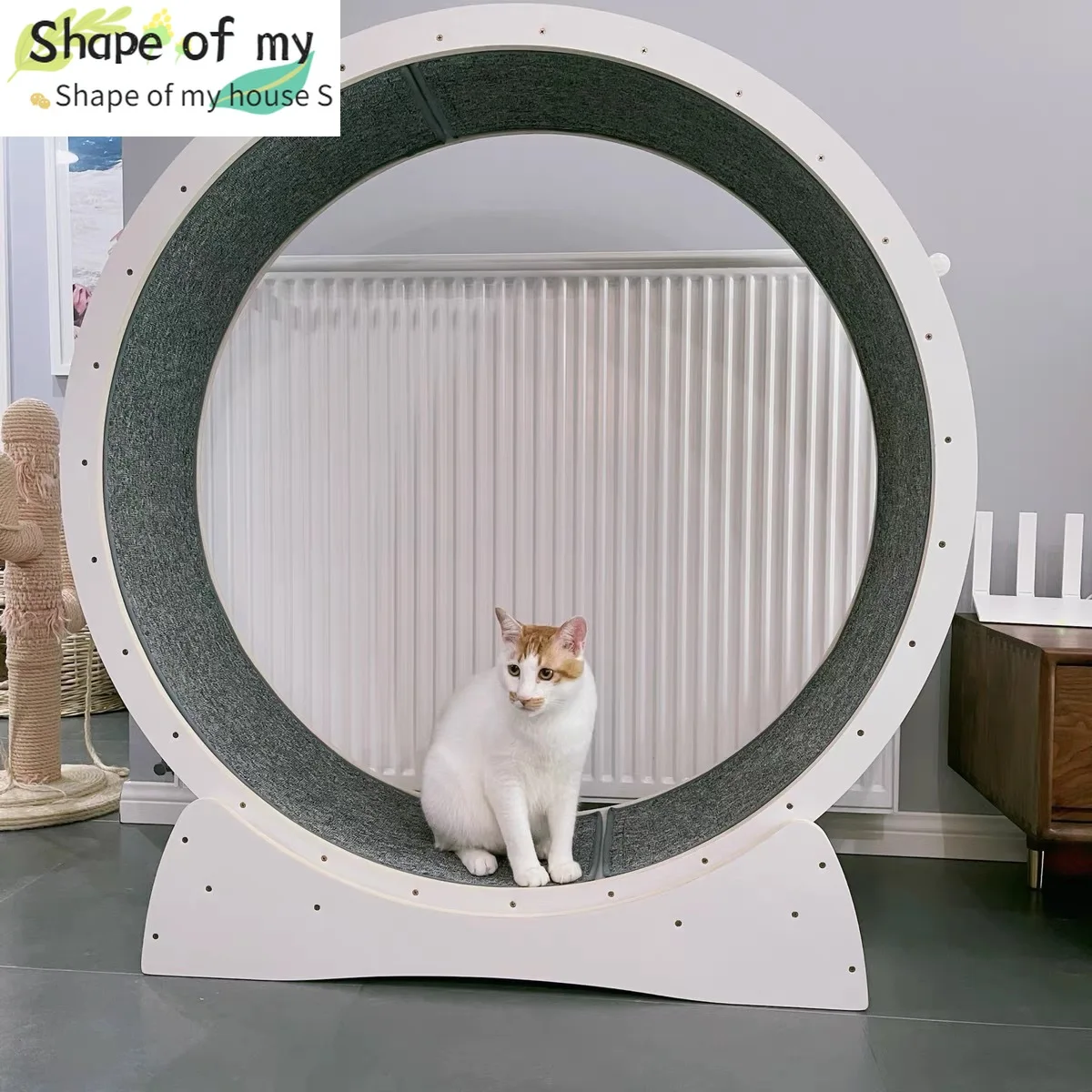 

Cat Treadmill Still Roller Exercise Play Comfort Pet Cat Exerciser Toy Running Wheel Large Solid Wood Cat Shelf Pet Supplies