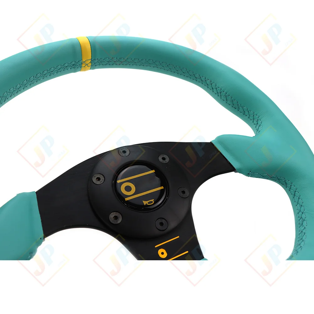 12 5-дюймовый 320-миллиметровый зеленый JDM Racing Sport D-образный кожаный руль для ремонта