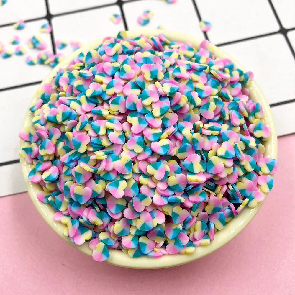 100 г разноцветные кусочки сердца полимерная глина посыпка для поделок украшения