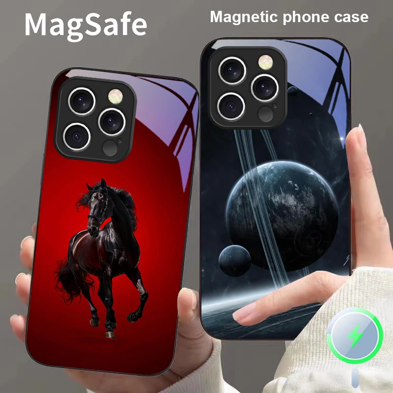 Фото выиграйте быстрого успеха для iPhone 16 15 P ro 14 13 Plus 12 mini 11 Pro Max XR Xs X 7 8 22 16E 16ProMax Стеклянный чехол для телефона Magsafe №1
