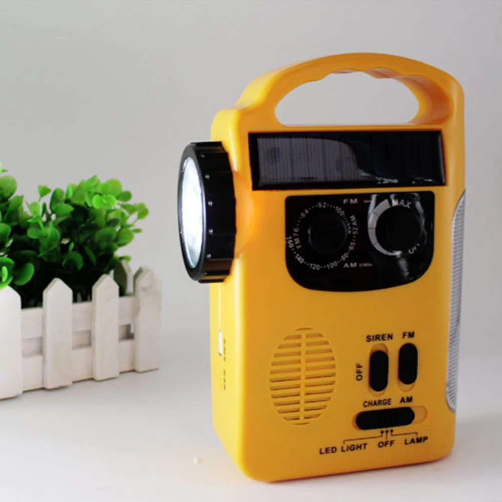 

Solar Hand Crank Radio Receiver Camping Weather Radio LED Flashlight Survival Radio with Flashlight Alarm