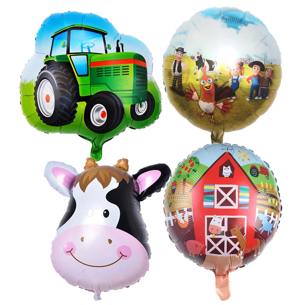 

4Pcs/Set Farm Animals Birthday Party Balloon Decoration Children Gift Cow Ballon Large Tractor Foil Helium Barn Party Supplies