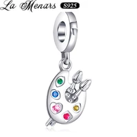la menars 925 sterling silver beads colorful palette metal charm for original women silver bracelet diy jewelry making