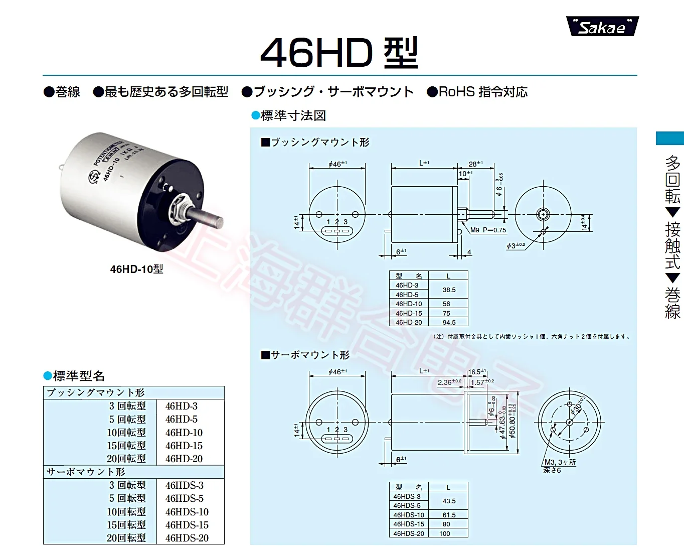 Фото Оригинальный прецизионный проволочный потенциометр Sakae 46HD-10 с 10 катушками 1K 2K 5K 10K 5W из Японии Sibo №4