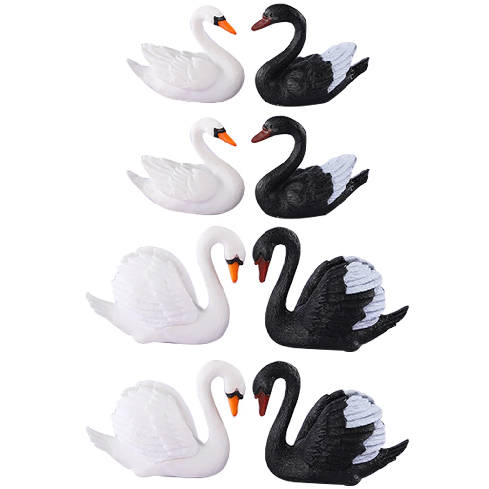 

8 Pcs Swan Micro Landscape Cake Accessories Miniature Figurine Model Ornament Wildlife Figurines Pvc Figure Baby Decoration