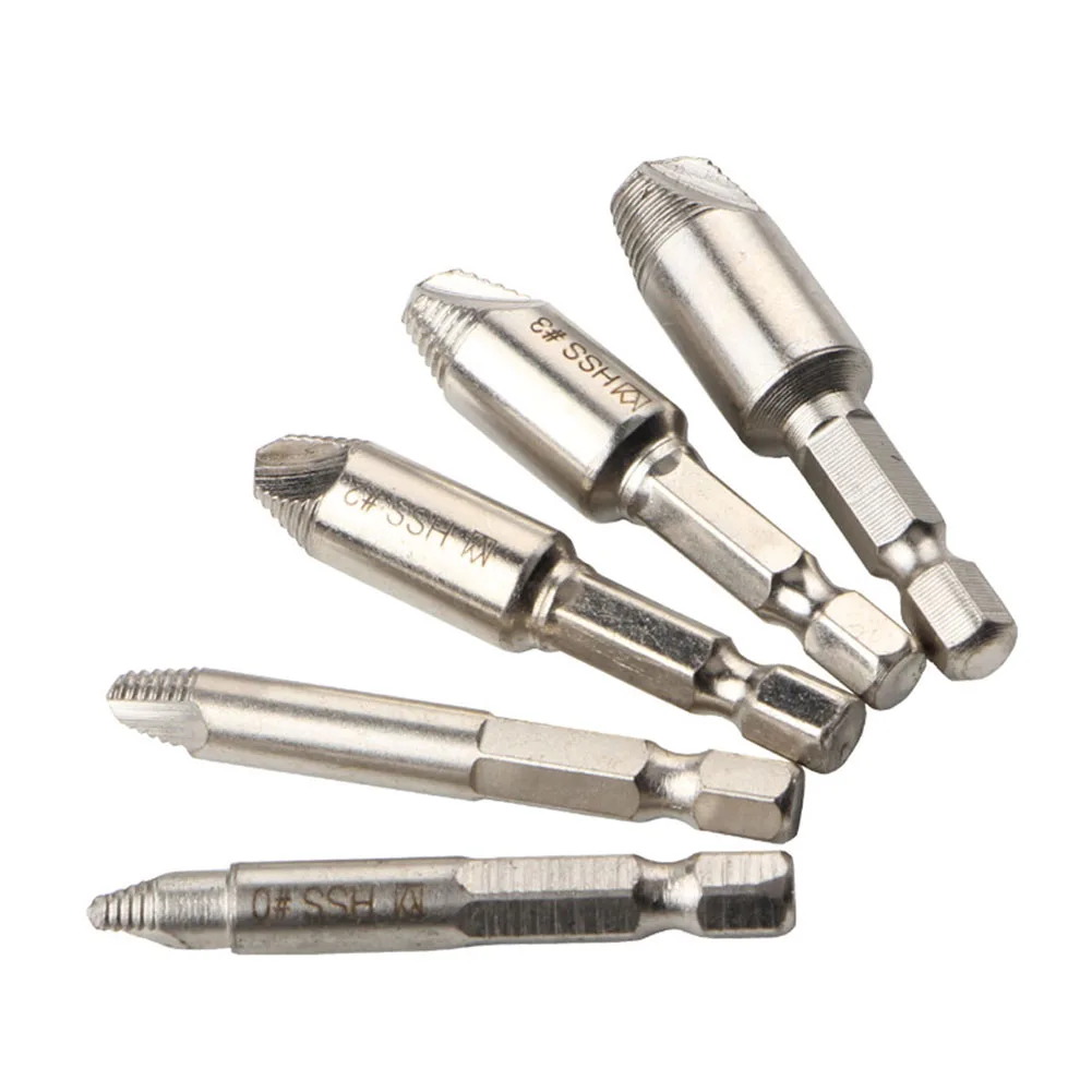 

5pcs/set Bolt Extractor Hex Shank Broken Damaged Stripped Drill Bits Screw Remover HSS Breakage Home Durable Accessories