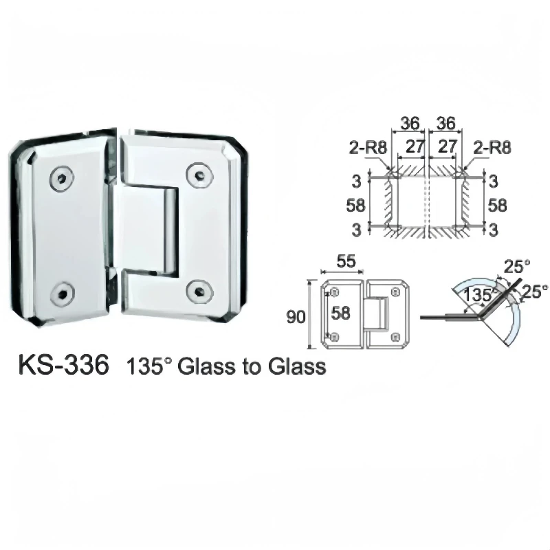Шарнирные петли Kensharp 135 градусов для ванной и душа фитинги из стекла в стекло 304