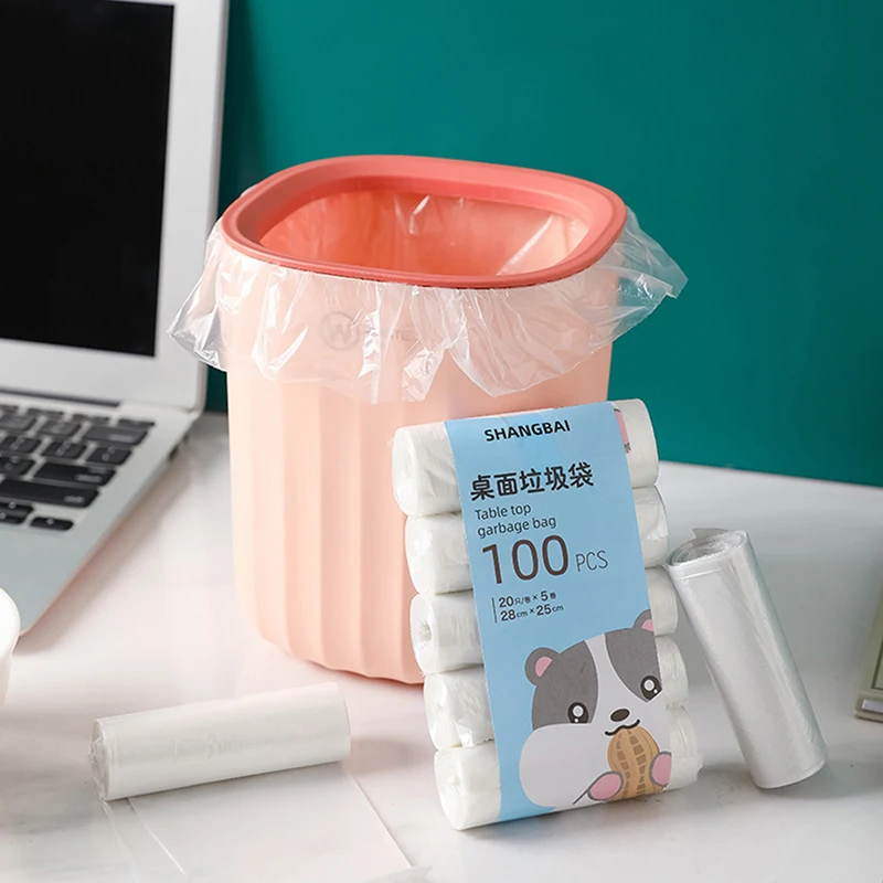 

100Pcs ( 5Rolls ) Small Biodegradable Compostable Garbage Bag Household Desktop Mini Trash Bag