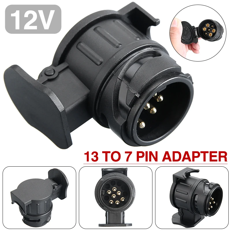 

12V 13 to 7 Pin Trailer Truck Electric Towing Converter Tow Bar Plug Adaptor Socket Waterproof Trailers Connector