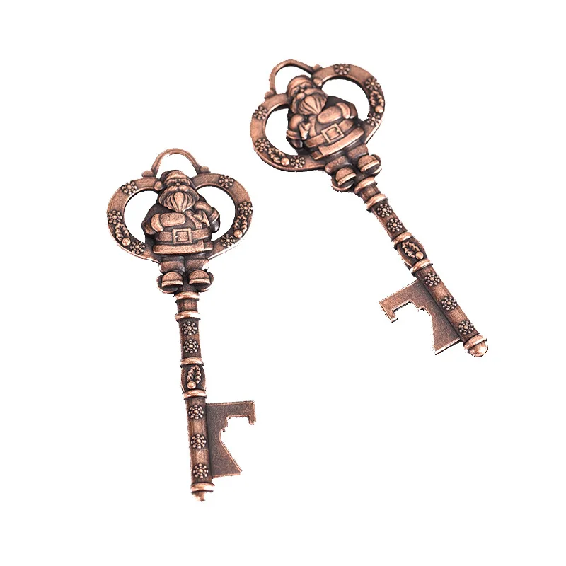 

UPORS 2Pcs/Set Keychain Bottle Opener Vintage Key Corkscrew Metal Santa Claus Key Beer Opener Christmas Gift Bar Kitchen Gadgets
