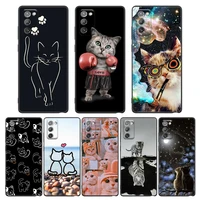 phone case for samsung a7 a52 a71 a72 a73 a91 m22 m30s m31s m33 m62 m52 f23 f42 5g 4g tpu case funny cute cat art