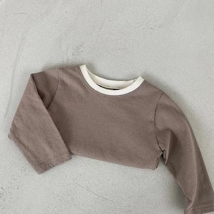 0-24M Autumn Baby Long Sleeve T Shirts Cotton Children Solid T Shirts Infant Bottoming Shirts For Girl Boy Kids Casual T Shirts