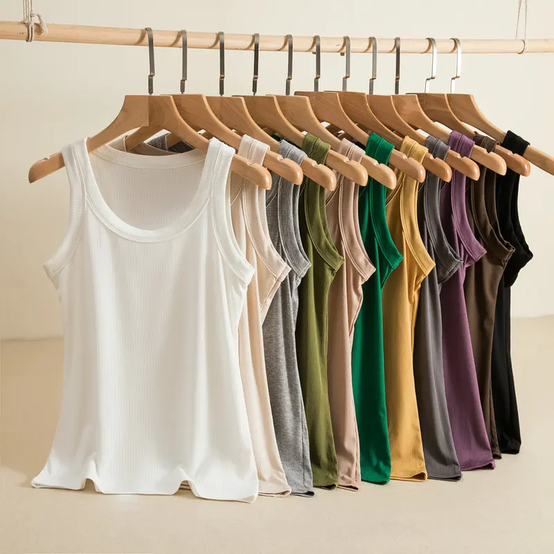 

Modal Wide Shoulder Vest Style Women's Spring and Summer Thin Slim Sleep Wear Thread Facial Slim One Piece Lingerie Top