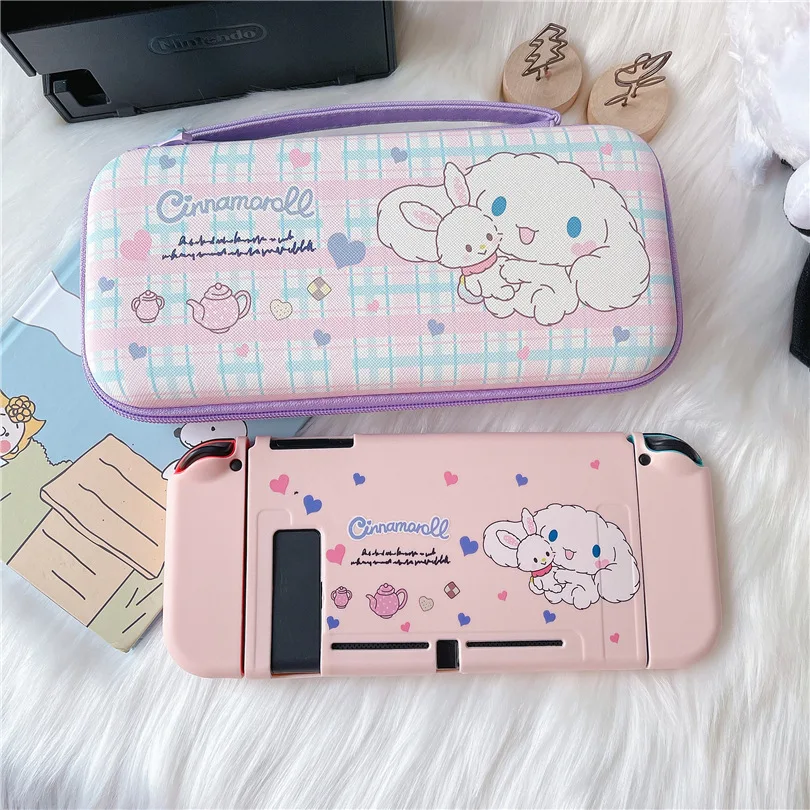 

Pink Cute Case For Nintendo Switch Soft Kawaii Laurel Cartoon Dog Full Cover Shell Carrying Cases Storage Bag Game Accessories
